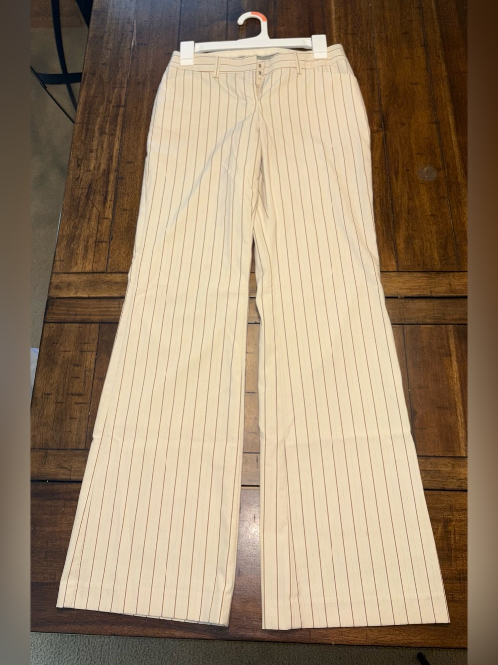 Y2K Express Cream Pinstriped Trousers
